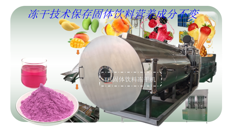 果汁固體飲料凍干工藝流程和固體飲料凍干機設備